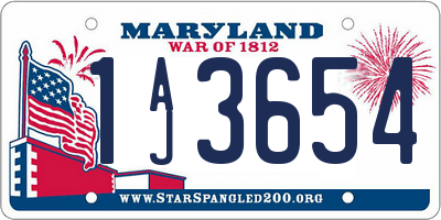 MD license plate 1AJ3654