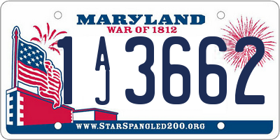 MD license plate 1AJ3662