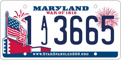 MD license plate 1AJ3665