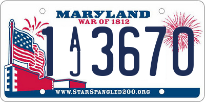 MD license plate 1AJ3670