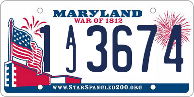 MD license plate 1AJ3674