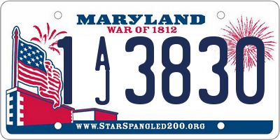 MD license plate 1AJ3830