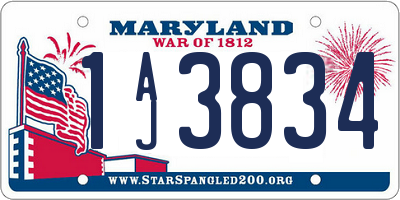 MD license plate 1AJ3834