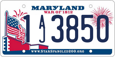 MD license plate 1AJ3850