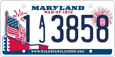 MD license plate 1AJ3858
