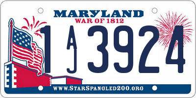 MD license plate 1AJ3924