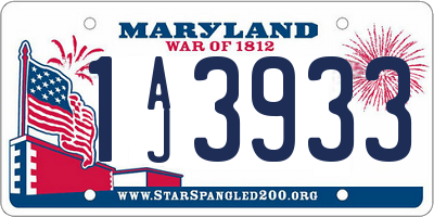 MD license plate 1AJ3933