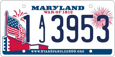 MD license plate 1AJ3953