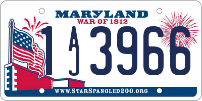 MD license plate 1AJ3966