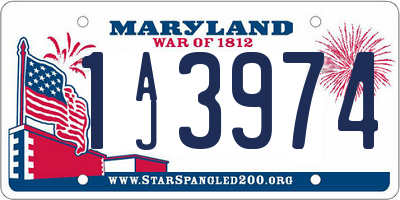 MD license plate 1AJ3974