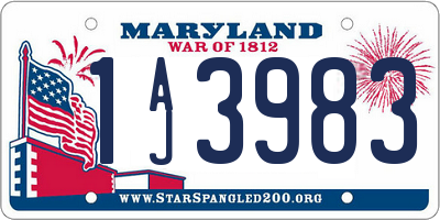 MD license plate 1AJ3983