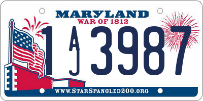 MD license plate 1AJ3987