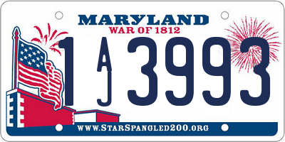 MD license plate 1AJ3993
