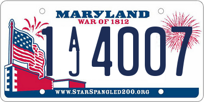 MD license plate 1AJ4007