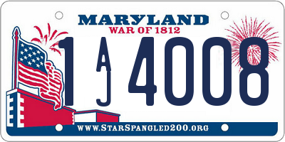 MD license plate 1AJ4008