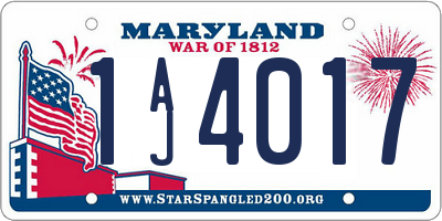 MD license plate 1AJ4017