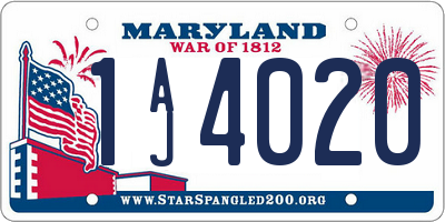 MD license plate 1AJ4020