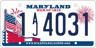 MD license plate 1AJ4031