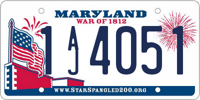 MD license plate 1AJ4051