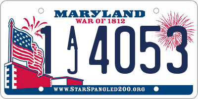 MD license plate 1AJ4053