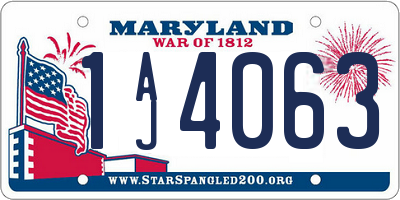 MD license plate 1AJ4063