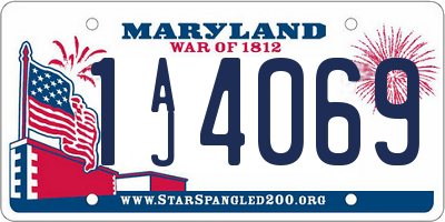 MD license plate 1AJ4069