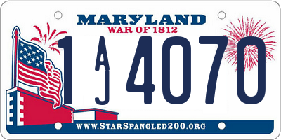 MD license plate 1AJ4070