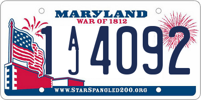 MD license plate 1AJ4092