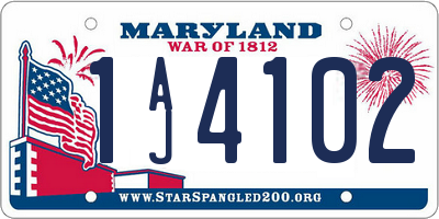 MD license plate 1AJ4102
