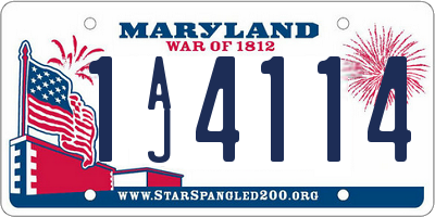 MD license plate 1AJ4114