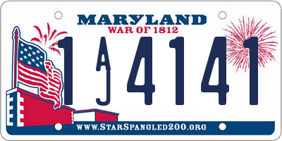 MD license plate 1AJ4141