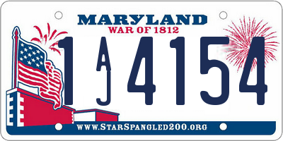MD license plate 1AJ4154