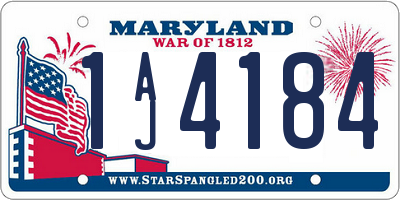 MD license plate 1AJ4184