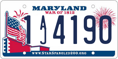 MD license plate 1AJ4190