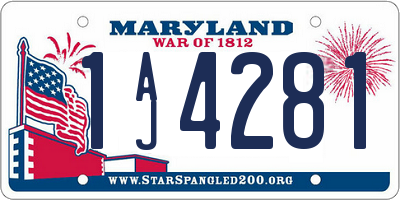 MD license plate 1AJ4281