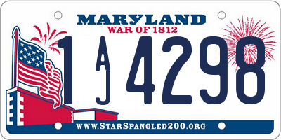 MD license plate 1AJ4298