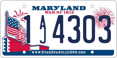 MD license plate 1AJ4303