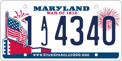 MD license plate 1AJ4340