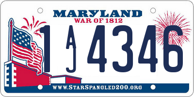 MD license plate 1AJ4346
