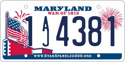 MD license plate 1AJ4381
