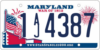 MD license plate 1AJ4387