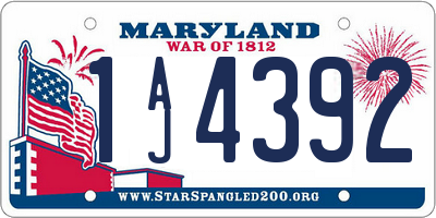 MD license plate 1AJ4392
