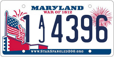 MD license plate 1AJ4396