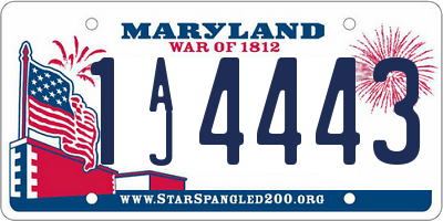 MD license plate 1AJ4443