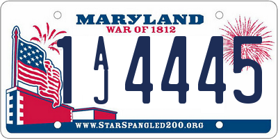 MD license plate 1AJ4445
