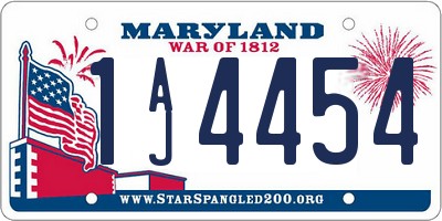 MD license plate 1AJ4454
