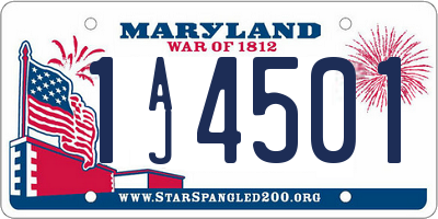 MD license plate 1AJ4501