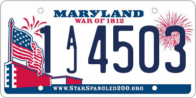 MD license plate 1AJ4503