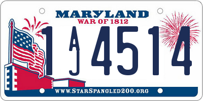 MD license plate 1AJ4514