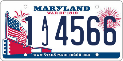 MD license plate 1AJ4566